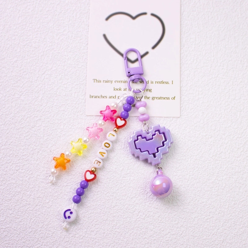 Cute Minimalist Star Heart Shape Arylic Unisex Bag Pendant Keychain