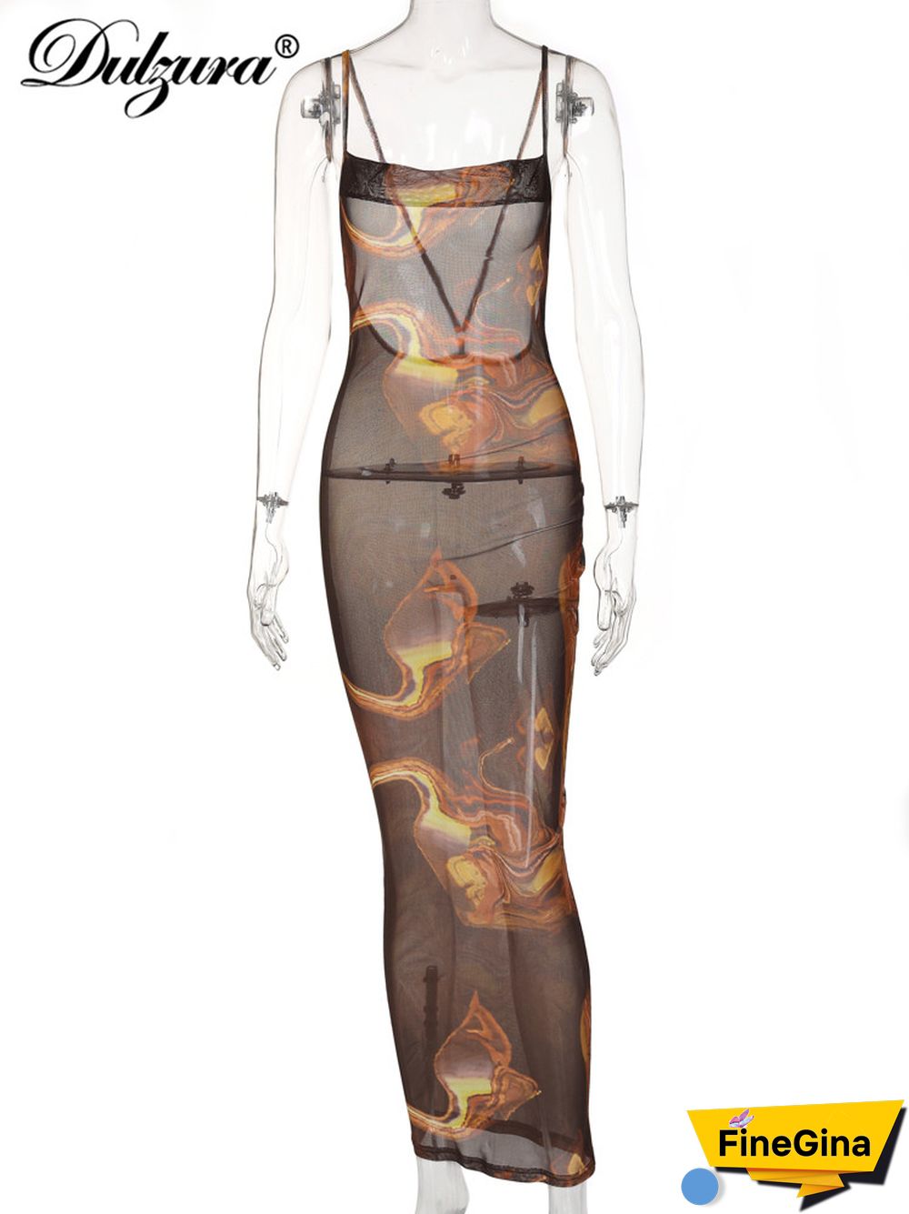 Womens Mesh strap maxi dress backless bodycon sexy see through y2k aesthetic clothes club