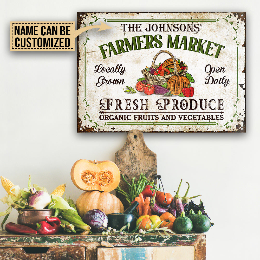 Personalized Farm Fresh Produce Customized Classic Metal Signs