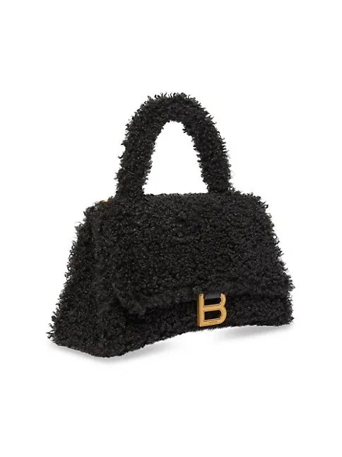 Balenciaga Furry Hourglass Small Handbag With Strap