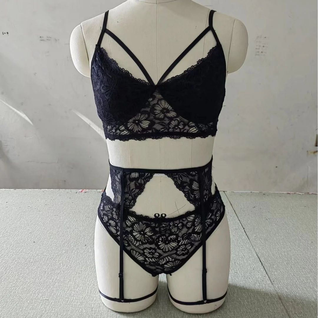 Churchf New Explosion Sexy Christmas Night Shop Collar Collar Bundlings With Leg Ring Lingerie Three-Piece Set