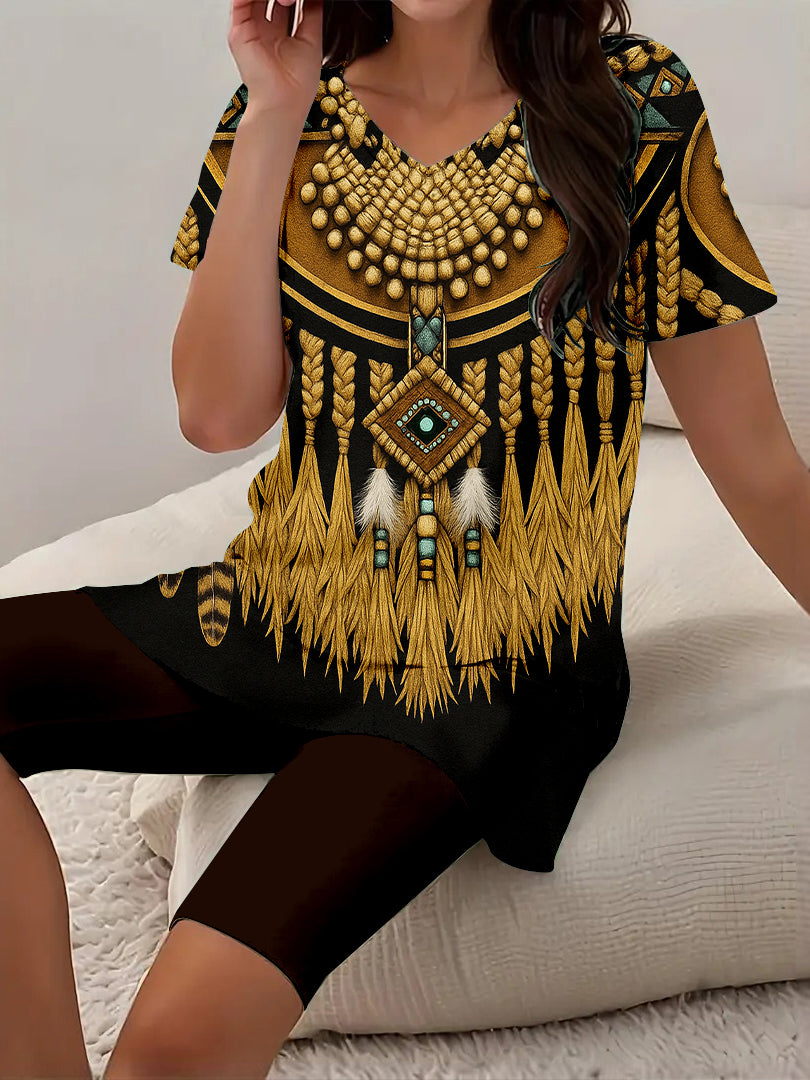 Women Long Sleeve V-neck Graphic Floral Printed Top