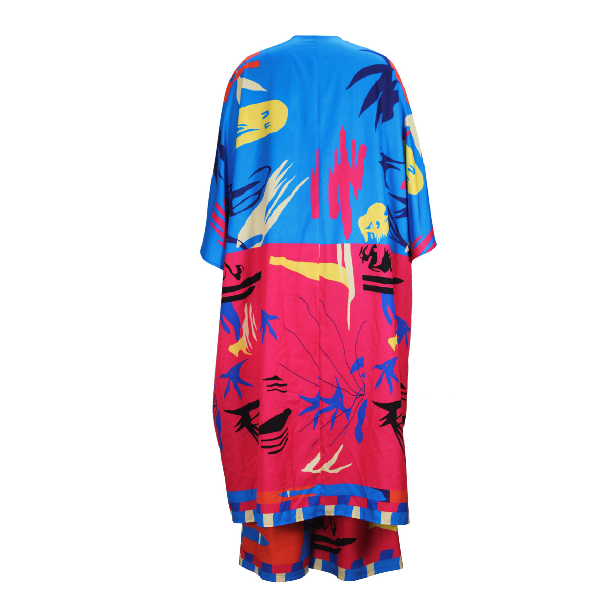 Spring Autumn Casual Printed Cardigan Shawl & Wide Leg Trousers Set - Ootddress