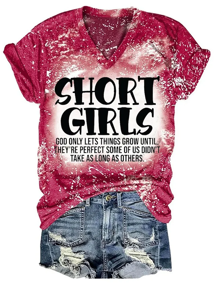 🔥Buy 3 Get 10% Off🔥Women's Short Girls God Only Lets Things Grow Until. Tie Dye Print V-Neck T-Shirt