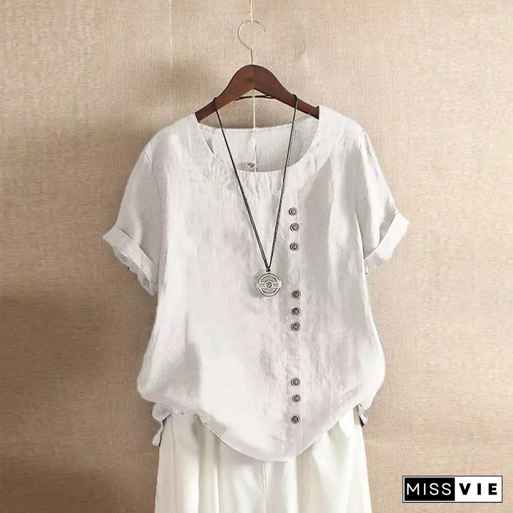 New Summer Oversize T-Shirt Large Casual Loose Cotton Linen Short Sleeve Pullover Tops Shirts For Women Woman Tshirts Clothes