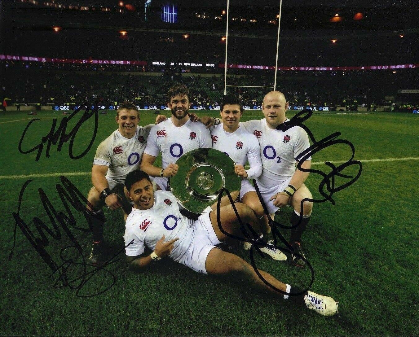 Tuilagi Parling Cole Tom Ben Youngs Brothers Signed 10X8 Photo Poster painting AFTAL COA (2341)