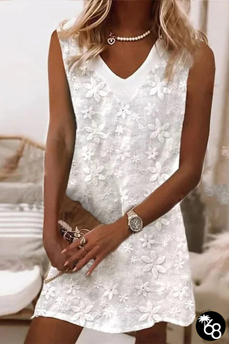 Casual Sweet Solid Embroidered Vest Dress Dresses | 168DEAL