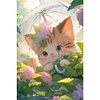(40*60cm)Cat with Umbrella - Full Round Drill Diamond Painting