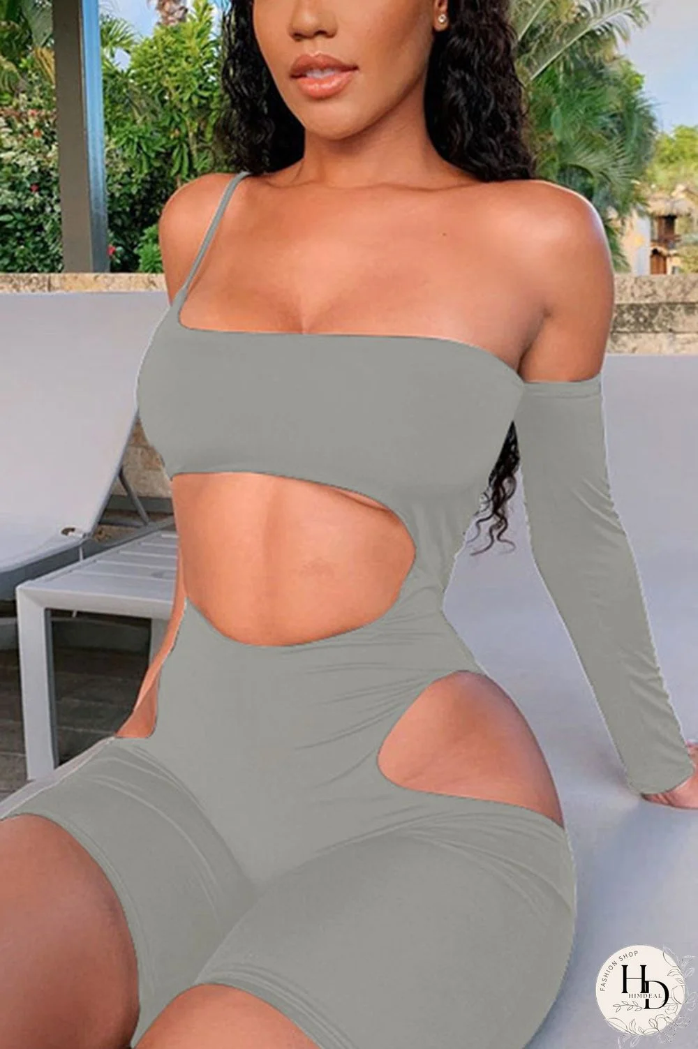 Black Sexy Solid Polyester Three Quarter Wrapped Jumpsuits