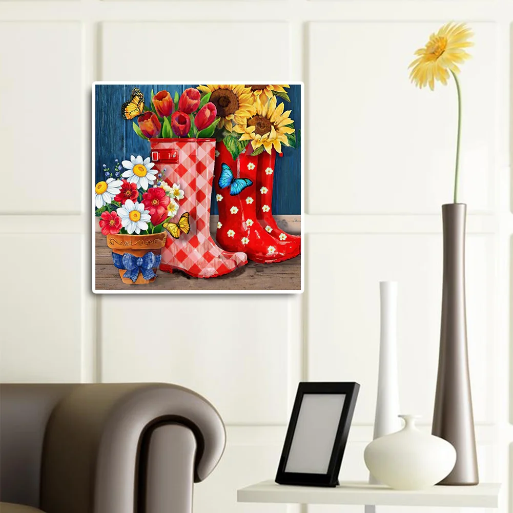 Diamond Painting - Full Round Drill - Boots Sunflower(30*30cm)