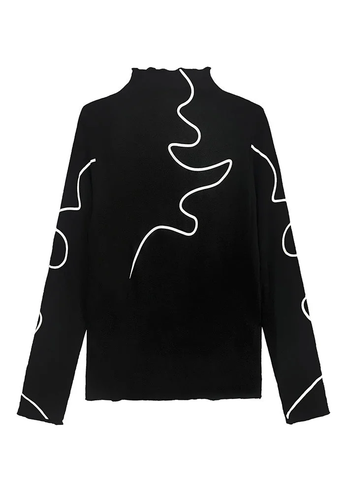 Shaped Knit Tee in Black,