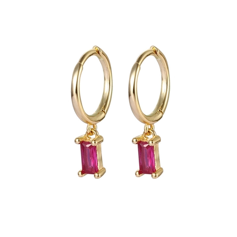 1 Pair White Gold Plated Gold Plated 925 Sterling Silver Zircon Geometric Drop Earrings