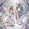 Diamond Painting-DIY Crystal Rhinestone Girl and White Tiger