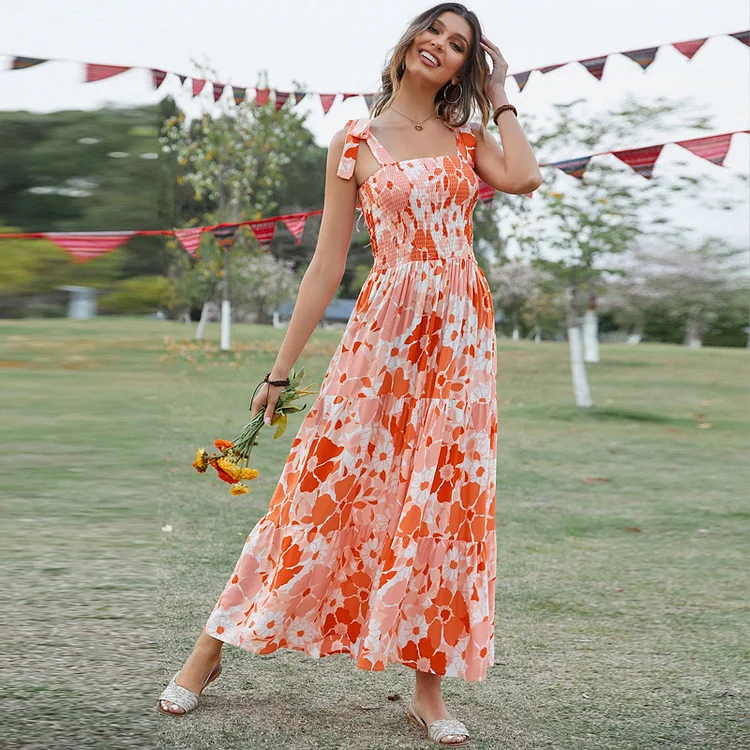 Women's Sexy Sweet Print Party Romantic Sling Boho Vacation Dress