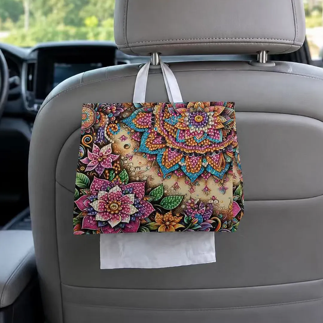 Diamond Tissue Organizer Exquisite Craftsmanship for Bathroom Bedroom Decor (Mandala)