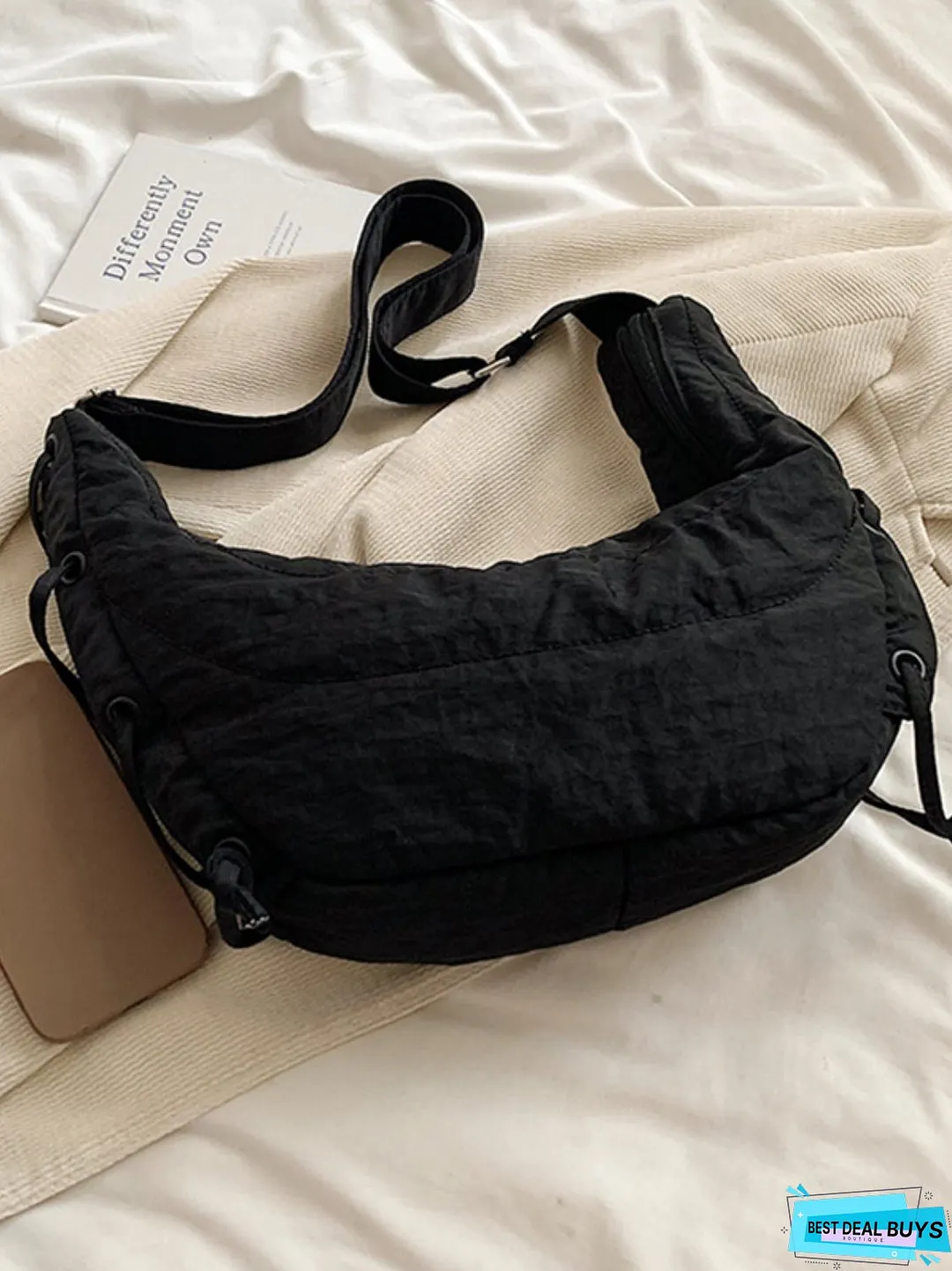 Lace-Up Polyester Crossbody Bag