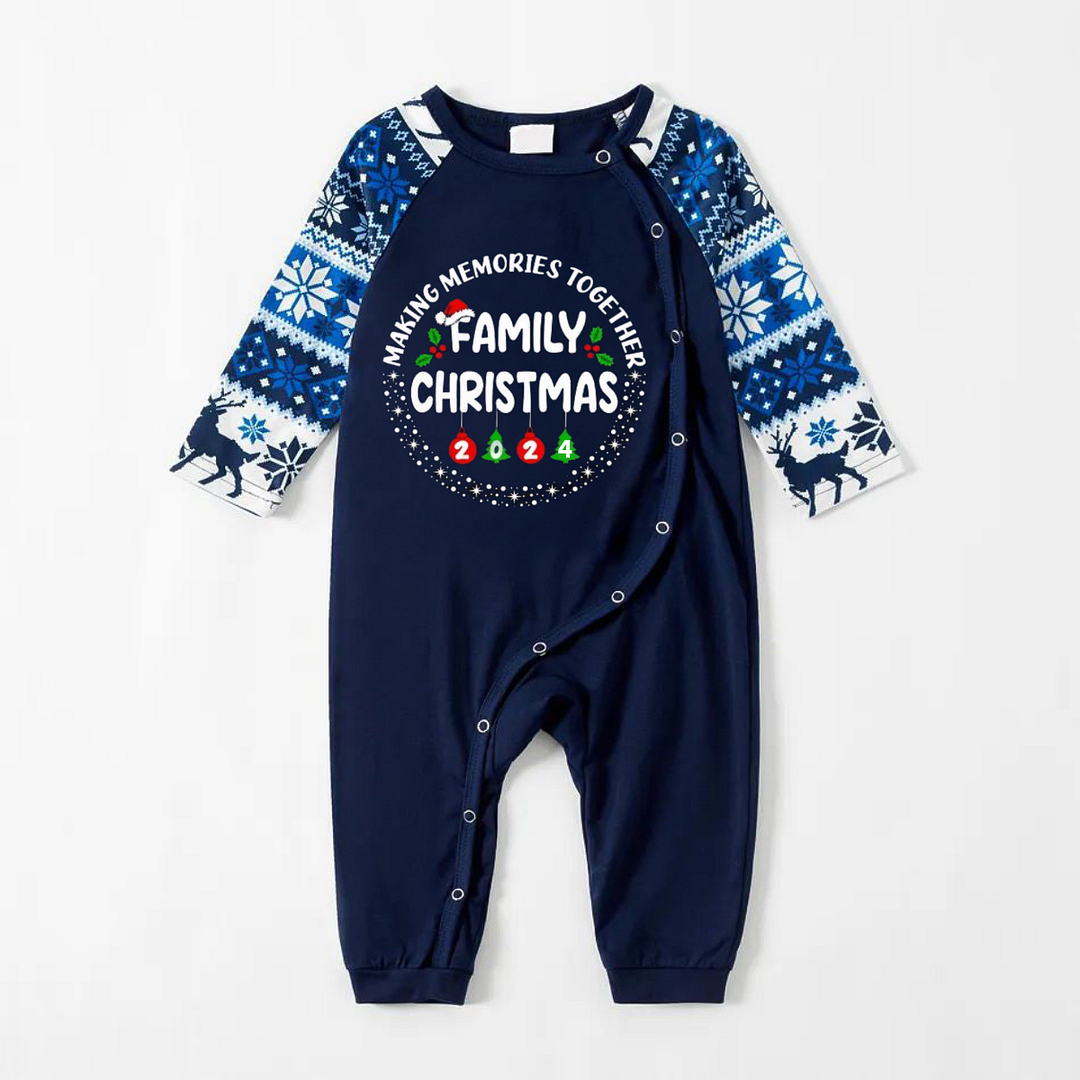 Making Memories Together Family 2024 Christmas Print Blue Family Matching Pajamas