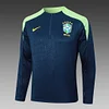 2024 Brazil Half-Pull Training Suit Dark Blue Football Shirt 1:1 Thai Quality