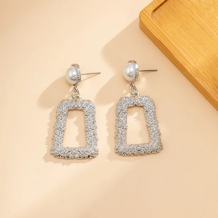 Simple Square Pearl Earrings