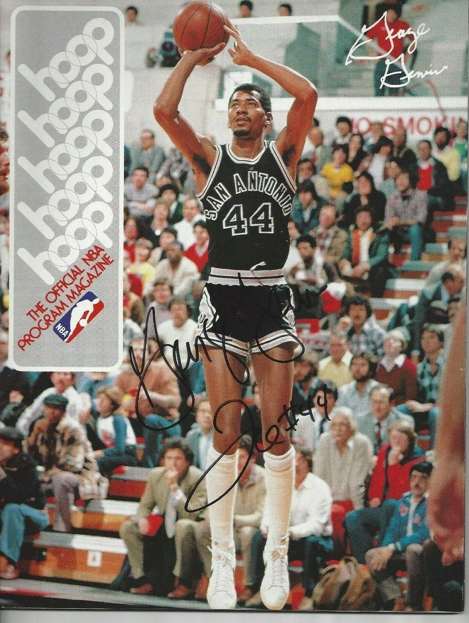 George Gervin Autographed Program NBA Hoop Ice Man HOFC660