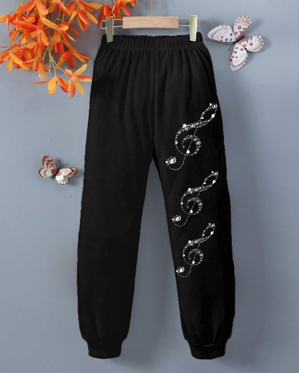 Women's Daily Casual Simple Note Pattern Printed Loose Long Guard Pants