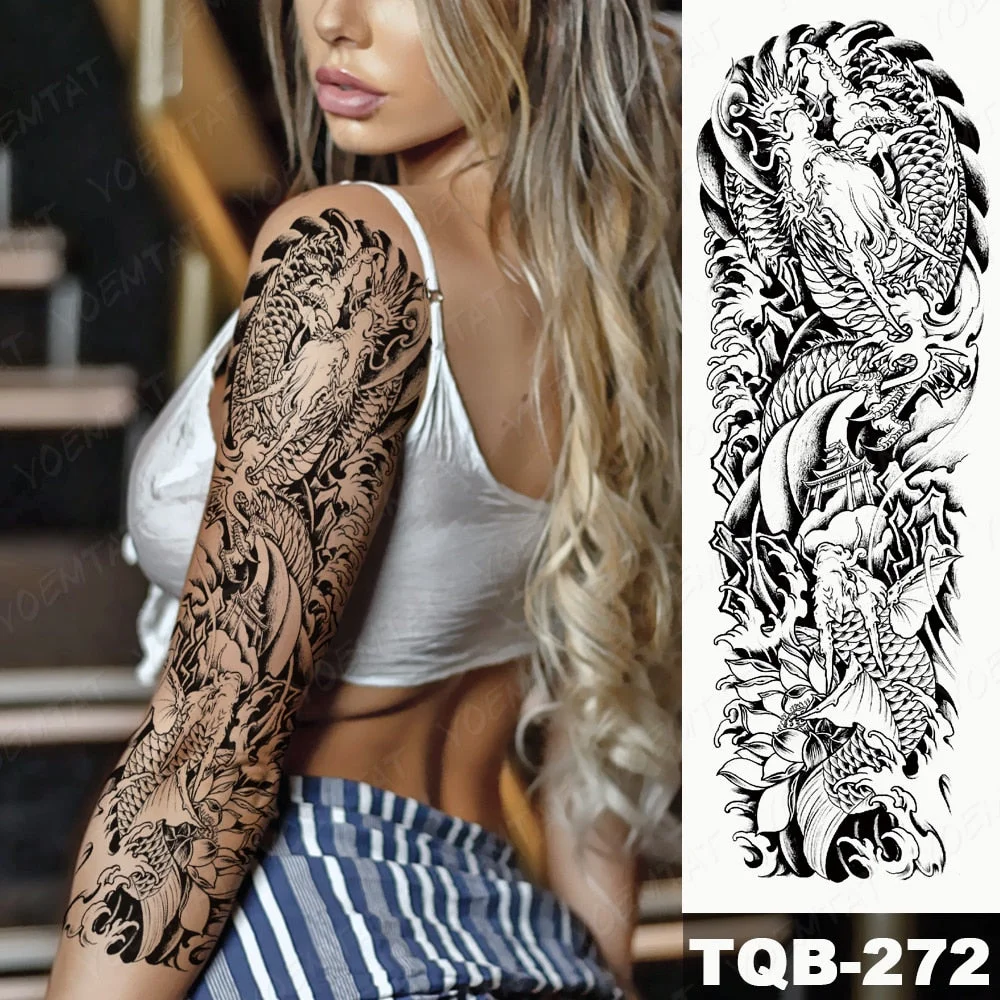 Large Full Arm Sleeve Tattoo Indian Forest Leopard Waterproof Temporary Tatoo Sticker Wild Tribe Men Women Body Art Tatto
