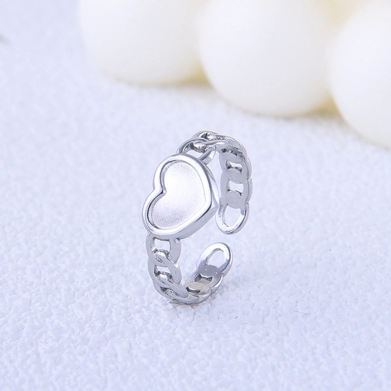Sweet Heart Shape Titanium Steel Hollow Out Open Ring