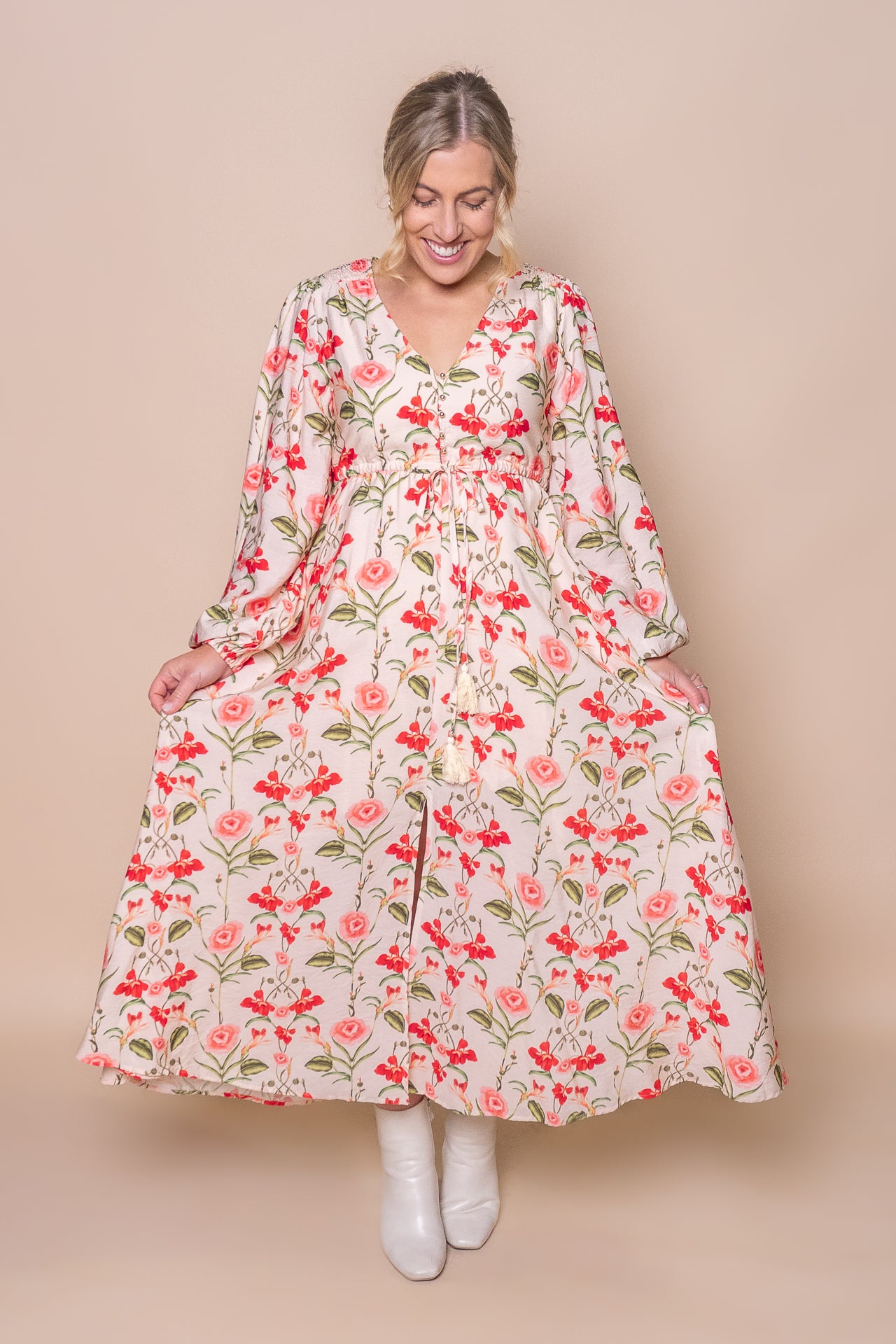 Sonia Maxi Dress in Beige