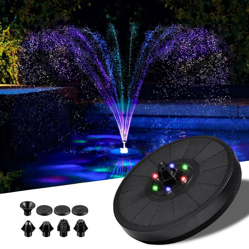Outdoor Solar Powered Water Fountain With Led Lights - vzzhome