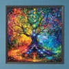 Bunter Baum des Lebens - runder Bohrer Diamantmalerei - 30*30cm