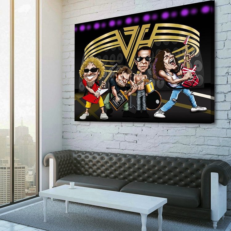 Van Halen Concert Comic Canvas Wall Art