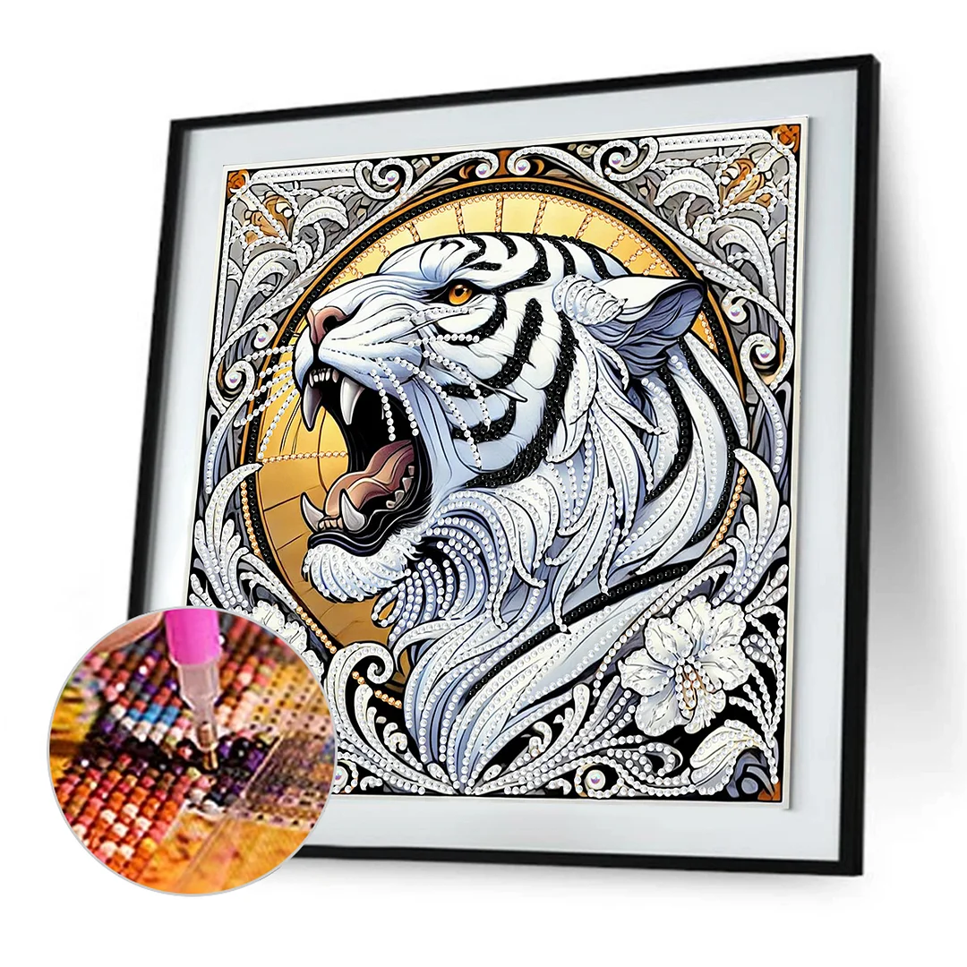 Tiger - Partial Special Shaped Drill Diamond Painting Kits (Canvas|30*30cm)