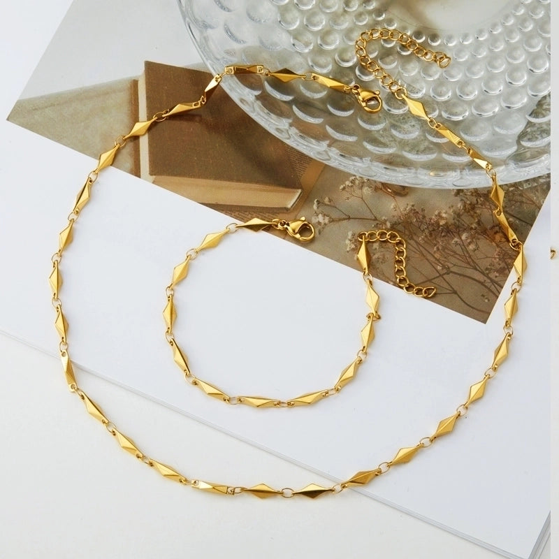 Minimalist Commute Solid Color 304 Stainless Steel None 18K Gold Plated Bracelets Necklace