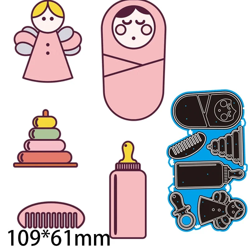 Metal Steel Cutting Dies Baby Supplies Goods Ddecoration Frames DIY Scrap Booking Photo Album Embossing Paper Cards 10.5*8.4 cm