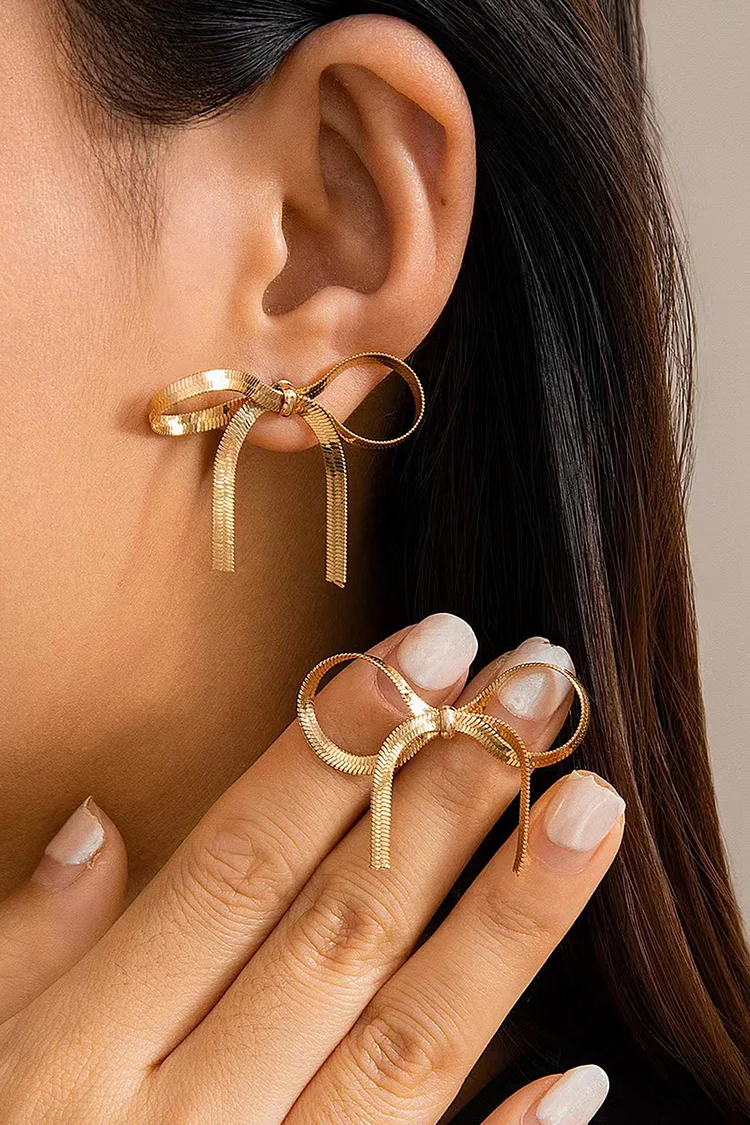 Fashion Solid Color Simple Bow Shaped Earrings 2024 - Xpluswear