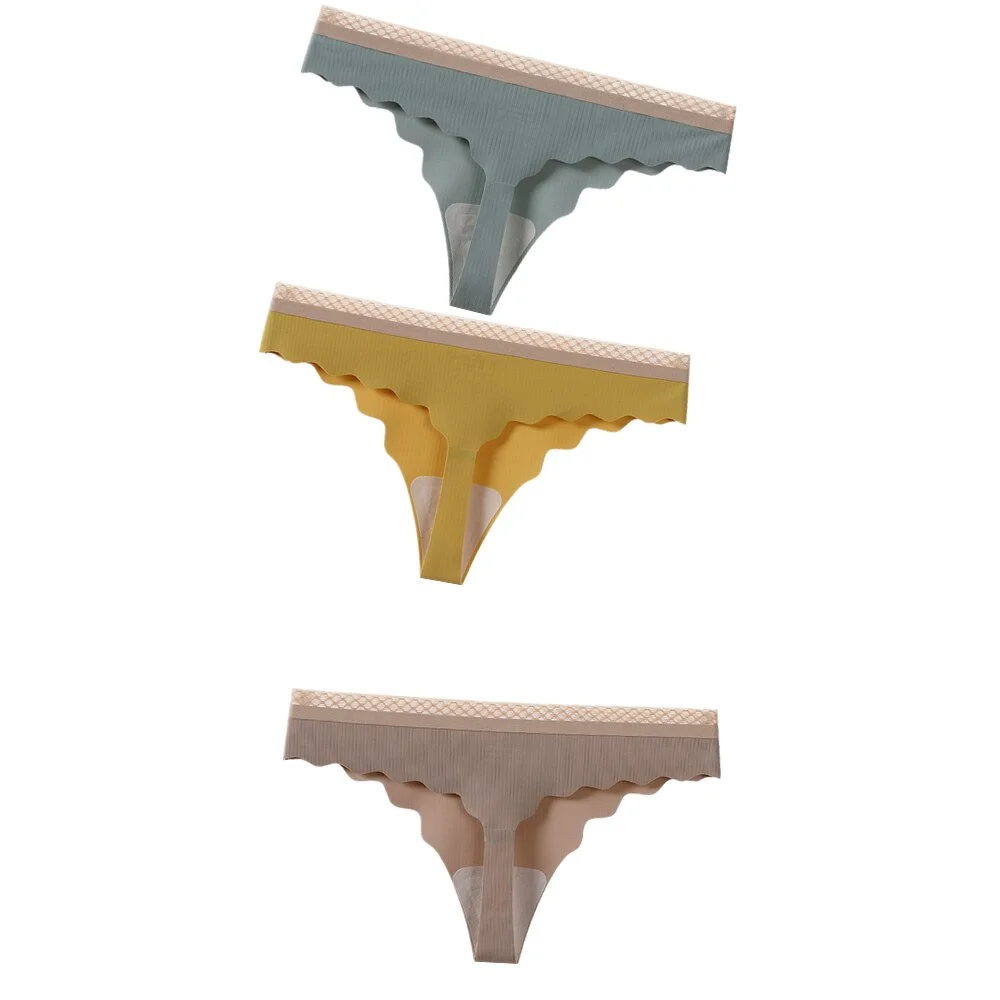 3Pcs Hot Ice Silk Women Panties Invisible Ultra Thin Seamless Underwear Thong Underpants Sexy Lingerie G String Intimates T Back