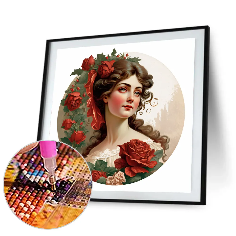 Diamond Painting - Full Round Drill - Lady Rose(Canvas|30*30cm)