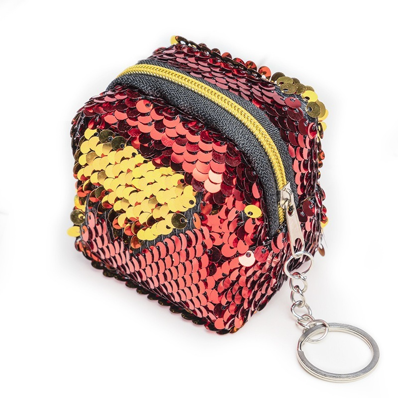 Women Bag Reflective Sequined Coin Wallet Zipper Bag Zipper Mini Case Pouch Card Holder Fashion Key Chain Kids Girl Gift Purse US Mall Lifes