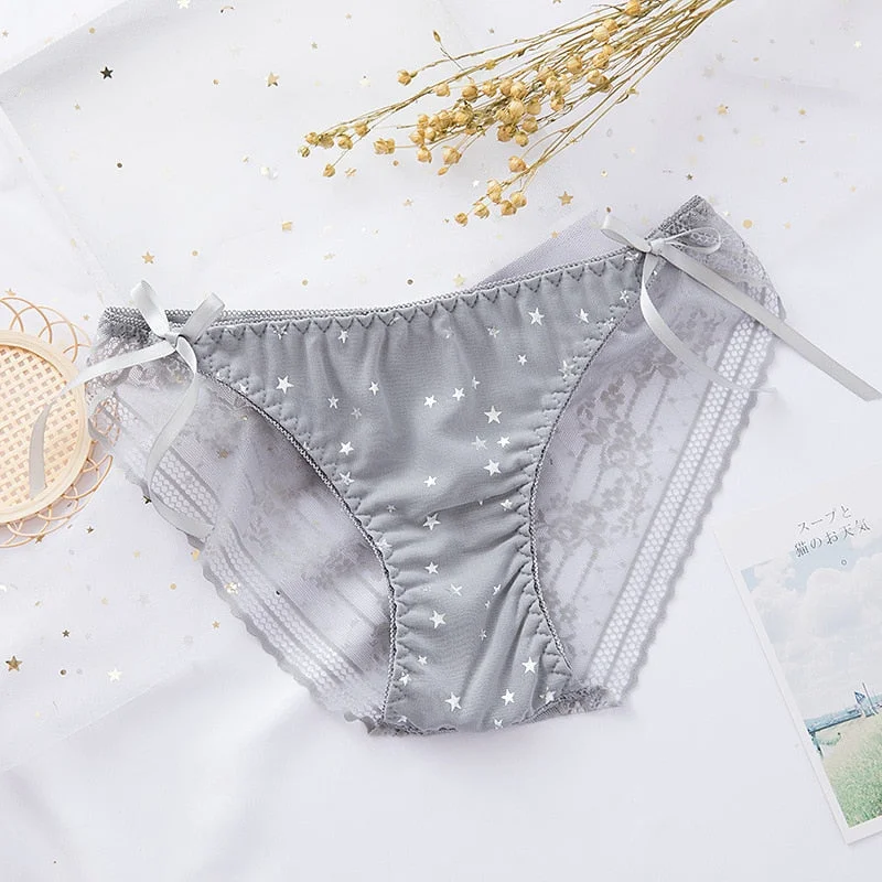 2021 Cotton Underwear Panties Sexy Lace Panties Low Waist Chiffon Briefs Women's Hollow Out Underpants Girl Traceless Lingerie