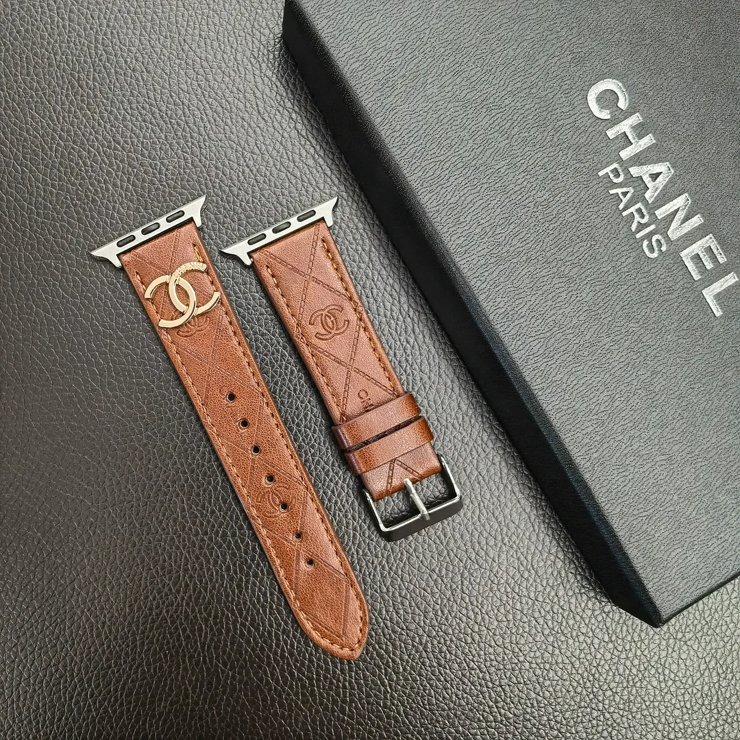 CHANEL Chanel Gold Monogram 3D Embossed Leather Apple Watch Strap ProCaseMall