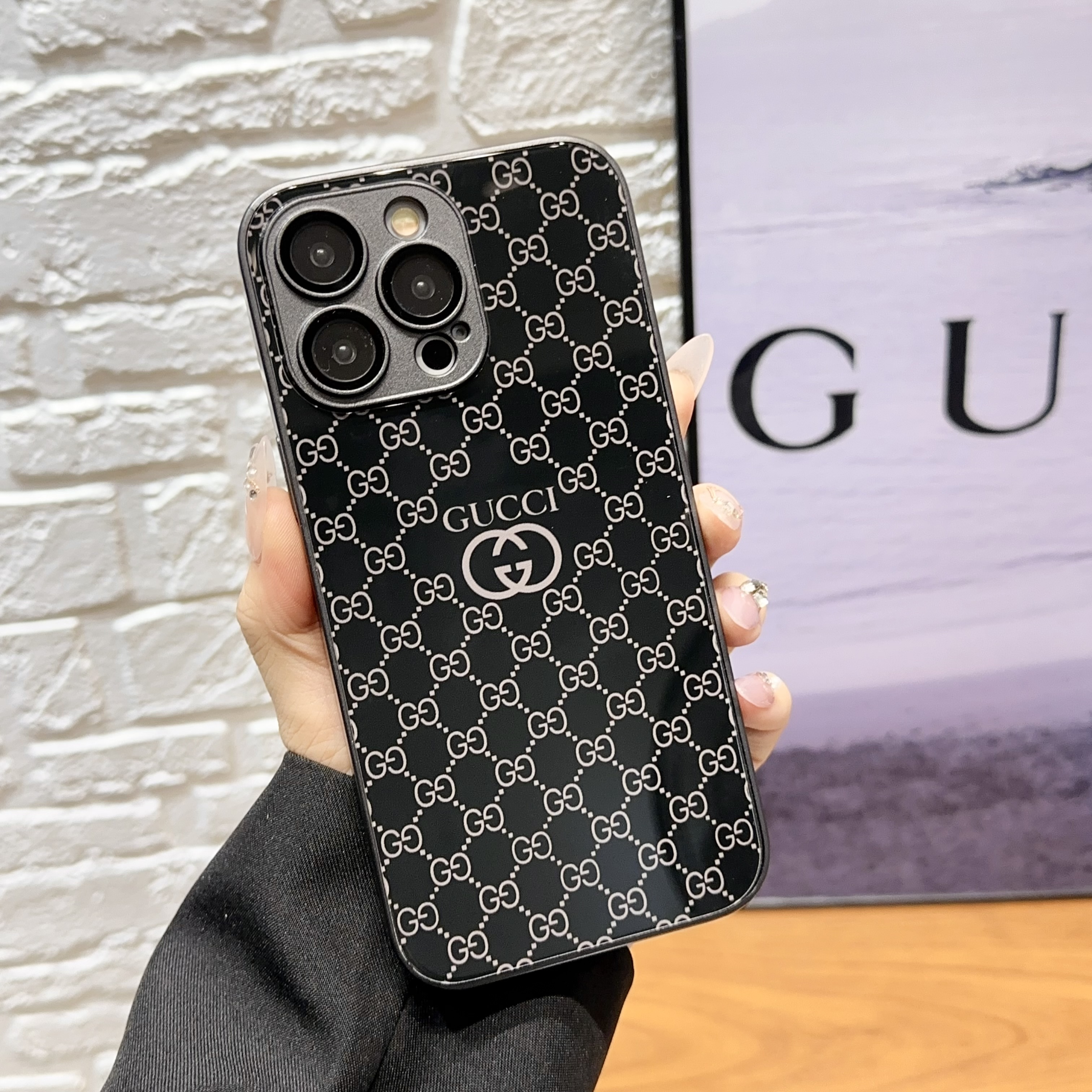 Gucci Monogram Glass Drop Protection Apple iPhone Case