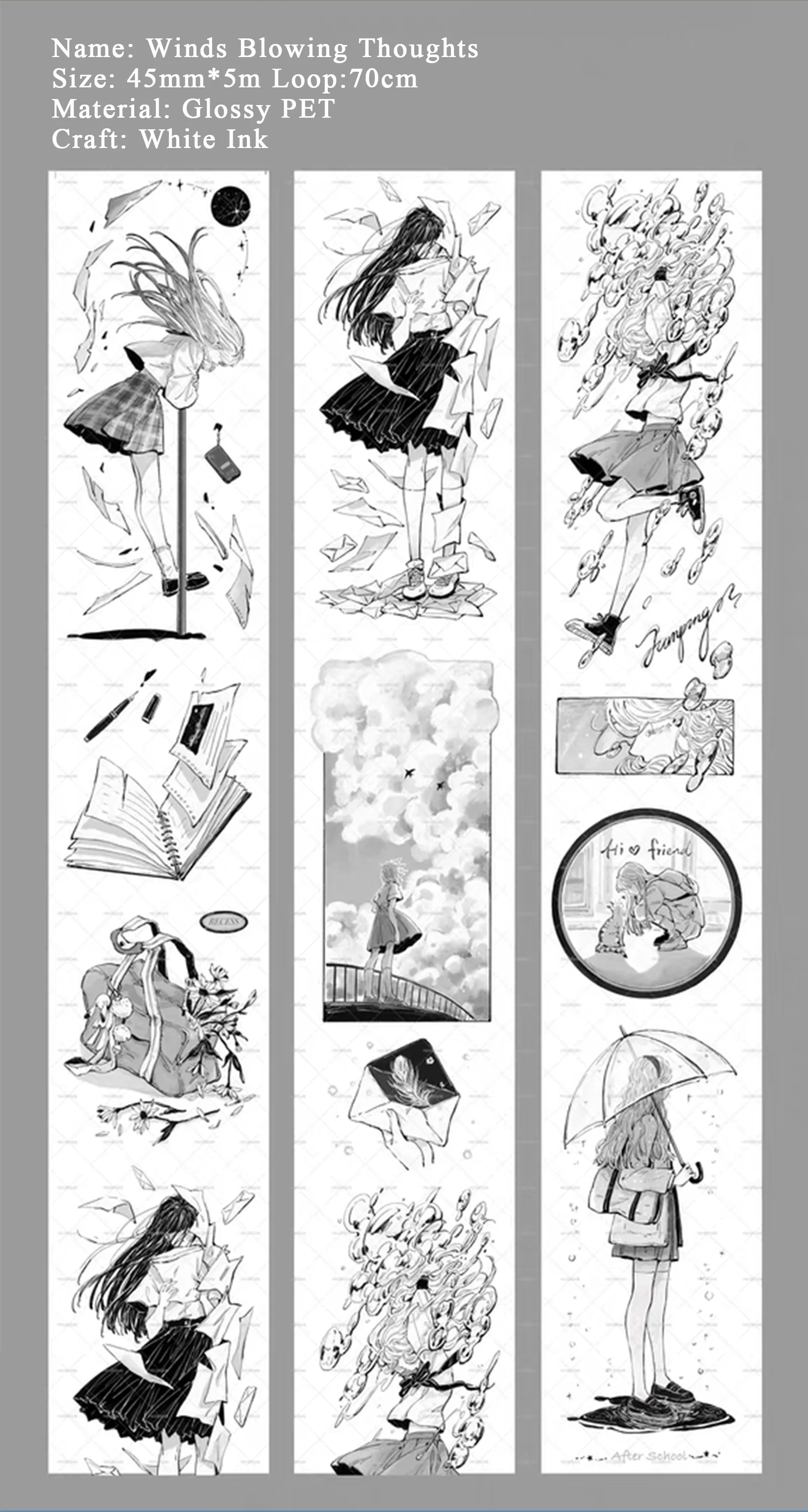 PET tape - Wind Blows Thoughts Character Image