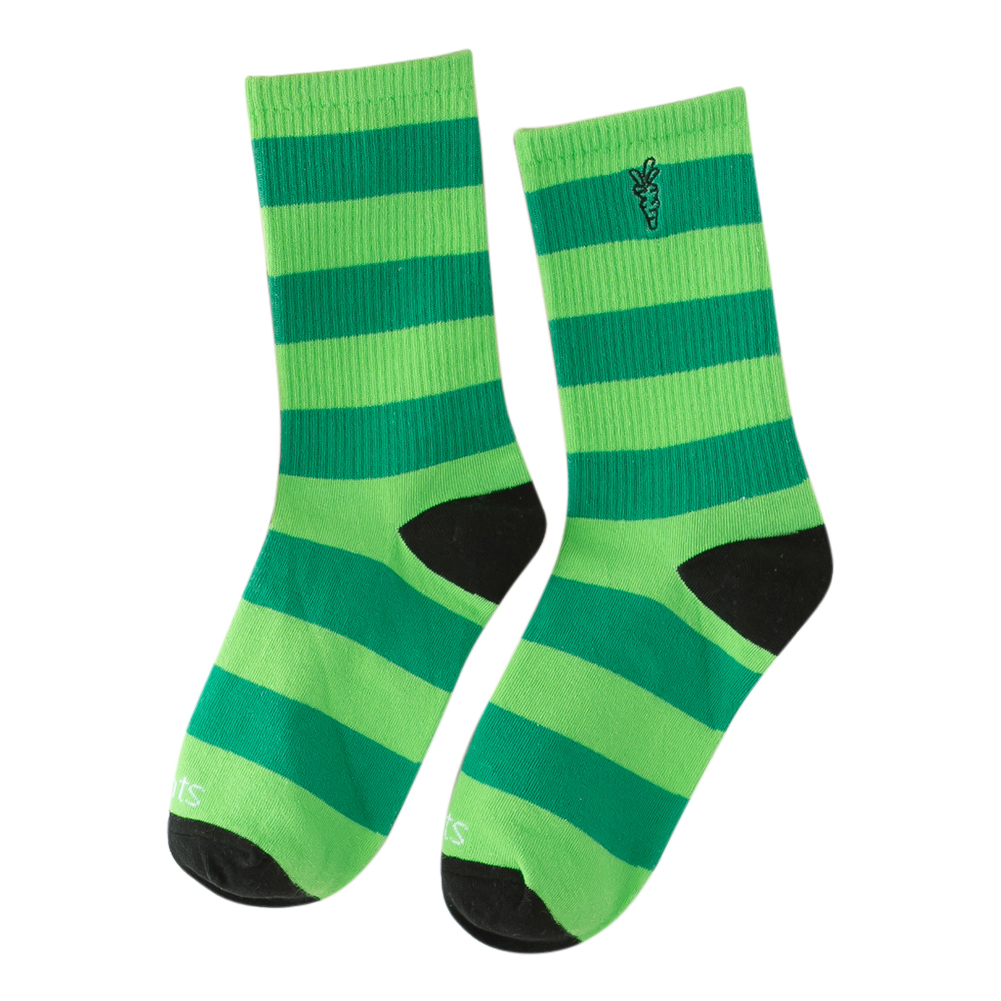 

Colorful Stripe Calf Length Socks Women Cotton Embroidery Pile Heap Socks, Green, 501 Original
