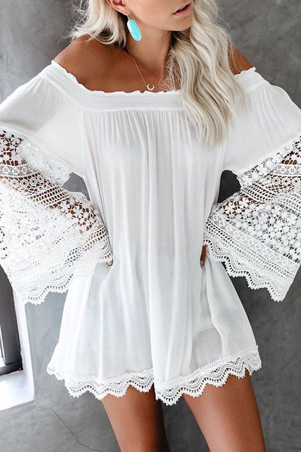 Lace Stitching Loose Casual Long-sleeved Shirt