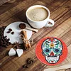6pcs/set Diamond Painting Skull Coaster Round Cup Cushion Home Decor