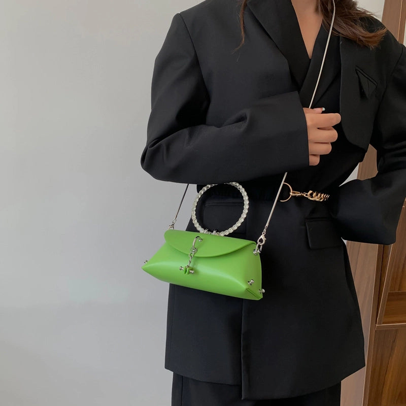 Women’s Medium Pu Leather Solid Color Streetwear Sewing Thread Square Flip Cover Handbag