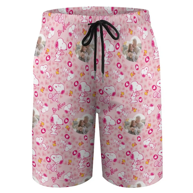 Snoopy Magenta Easter Egg Woodstock Hearts Boys Quick Dry Beach Board Short Summer Swimsuit Shorts - Heather Prints Shirts