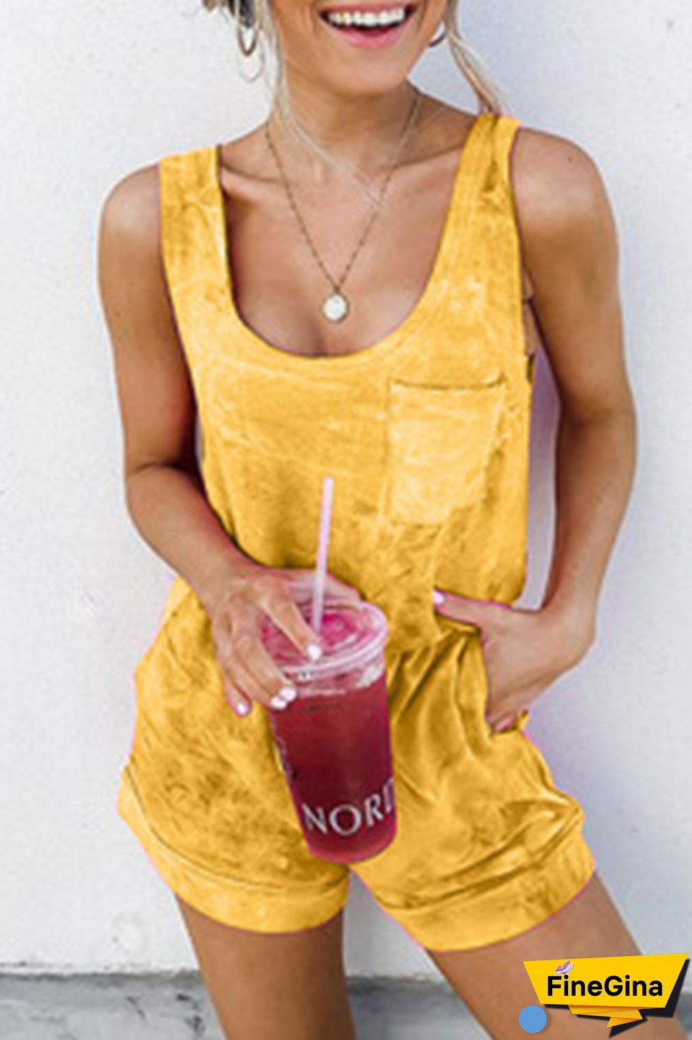 Casual Patchwork Tie-Dye U Neck Straight Jumpsuits(5 Colors)