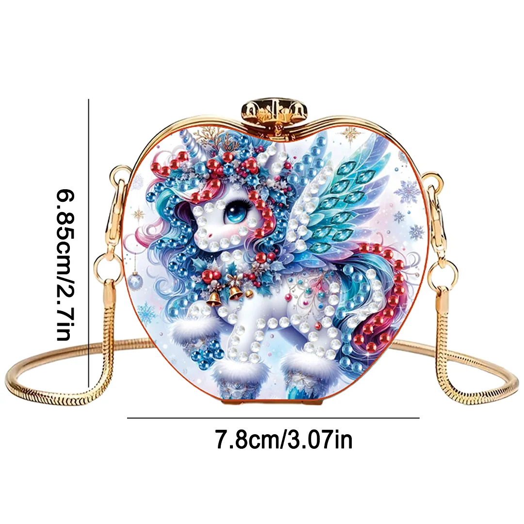 Unicorn DIY Acrylic Love Diamond Art Painting Card Case Wallet with Chain Small Diamond Painting Crossbody Bag for Adults Women Girls Gift