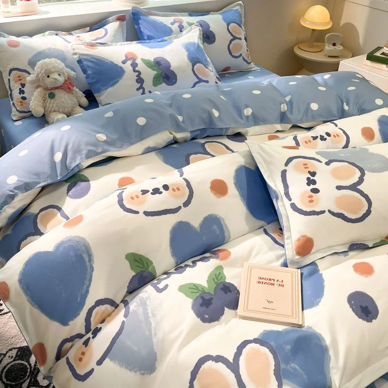 Aonga Cute Dog Duvet Cover Set Soft Kids Adult Twin Queen Size Girls Boys Flat Sheet Pillowcase Bedspread New No Filler Bedding Set aonga
